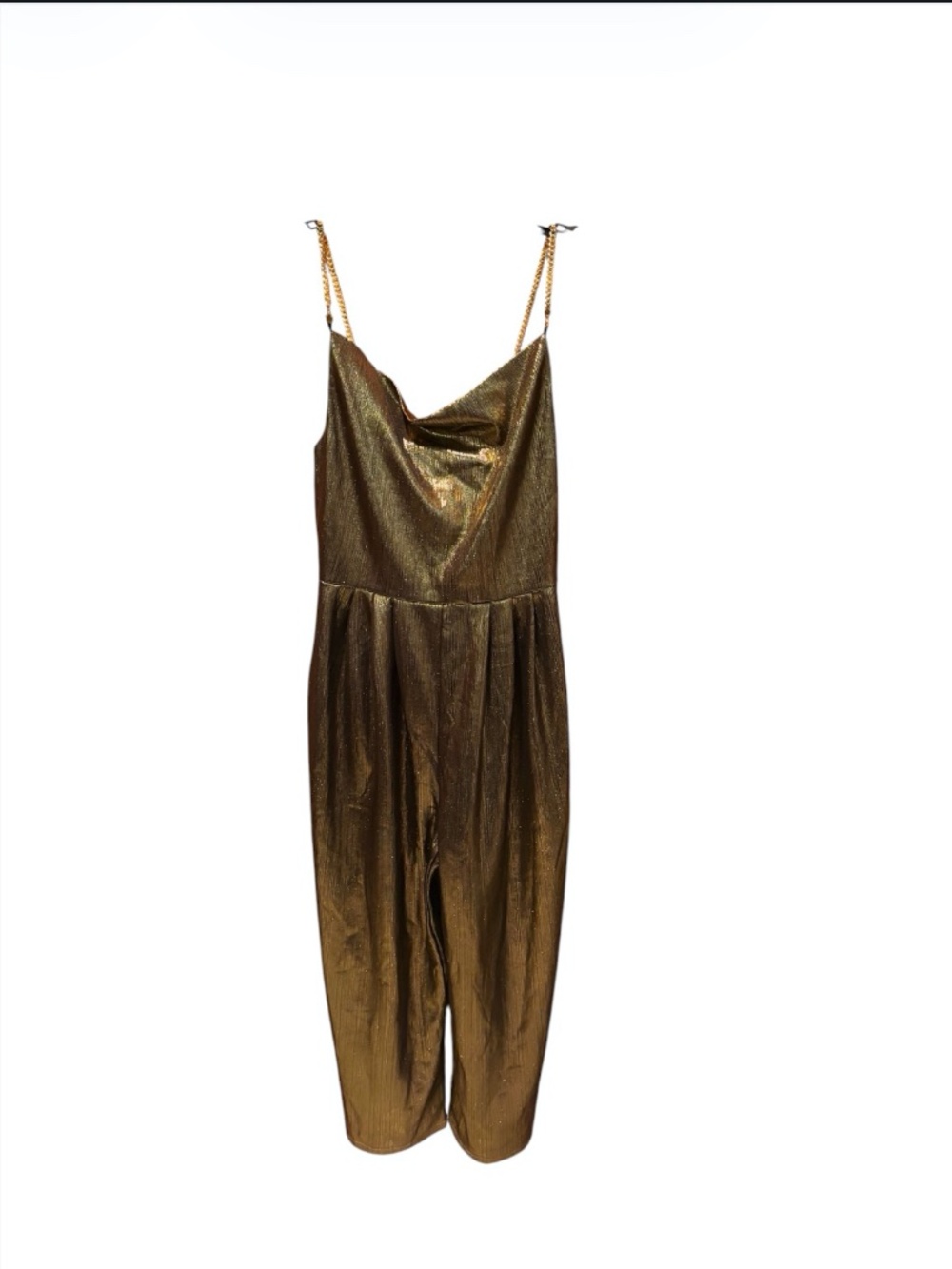 Plunza Chain Strap Jumpsuit Gold Small